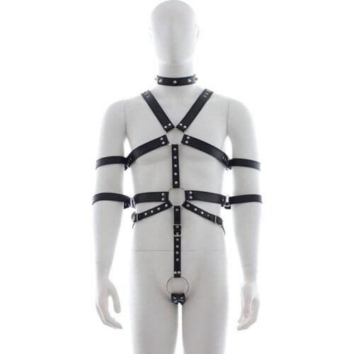 MaryXiong Sexy Body Harness Slave Fetish Wear Adult Game PU Leather Bondage Restraint Gear BDSM S&M Firting Sex Toys for Couples