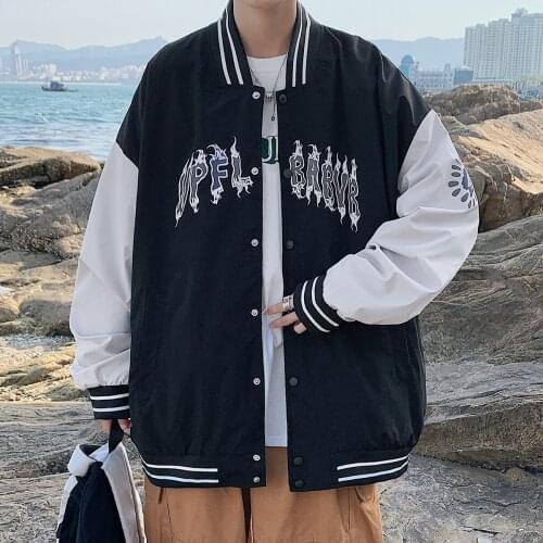 M-5XL Baseball Jacket Mens Hip Hop Harajuku Streetwear Letter print Casual Bomber Jacket Fashion Men Oversized Clothing