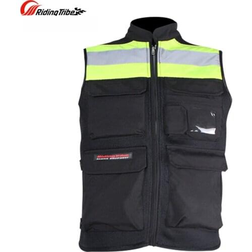 Men Motorcycle Night RidingTouring Warning Vest Off-Road Racing Reflective Vest Pads Back Gear Motocross Protective Gear Jackets