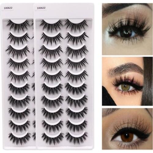 New Fashion 10Pairs 3D Synthetic Hair False Eyelashes Natural/Thick Long Eye Lashes Wispy Makeup Beauty Extension Tools