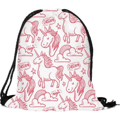 ZHBSLWT New Backpack Fashion Unicorn Drawstring bags 3D Printed Polyester New Fashion Women Small Travel Bags-32