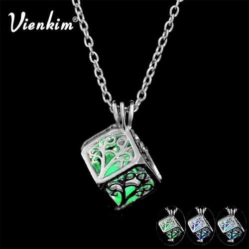 Vienkim Fashion Charm In The Dark Luminous Silver Color Necklaces Stone Glowing Pendant Necklace Night Club Bar Jewelry Gift2019