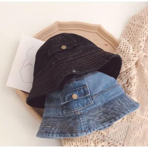 Bucket Hats Kids Casual Fishermens Cap For Children Hip Hop Denim Hat Girls Boy Panama Flat Cap Unisex Foldable Beanies 2-4Y