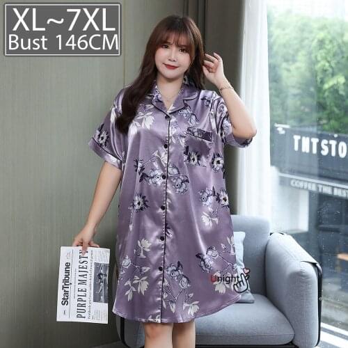 Plus Size Sexy Women Night Dress Silk Pajamas Nightgown Robe Sleepwear Underwear Satin 5xl 7xl Nuisette Lingerie Camisones Bride