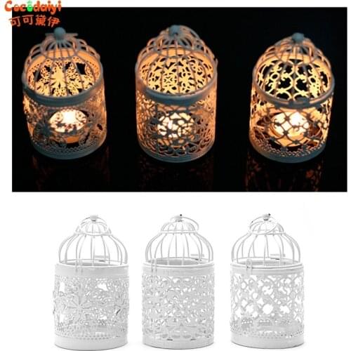 Hollow Holder Candlestick Tealight Hanging Lantern Bird Cage Vintage Wrought New