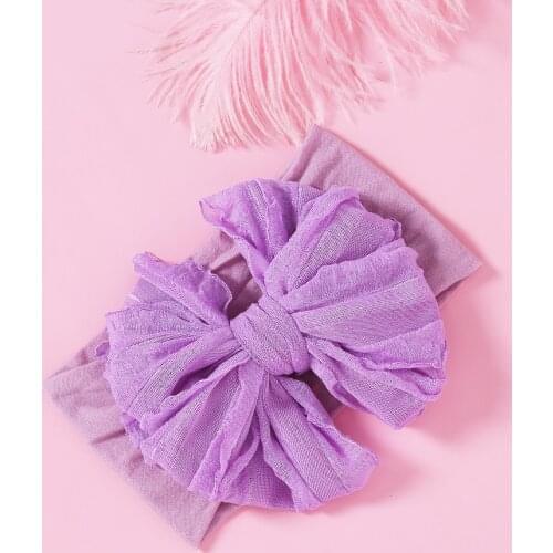 Baby Big Bow Soft Nylon Headbands Flower Print Nylon Turban Headband Oversize Bunny Bow Headwrap Baby Girl Head Wrap Accessories