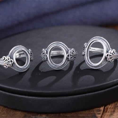 Ring Blank (8x10mm/9x11mm/10x14mm Oval Blank) Adjustable Thai Sterling Silver Ring Base Oval Cabochon Ring Setting R872B