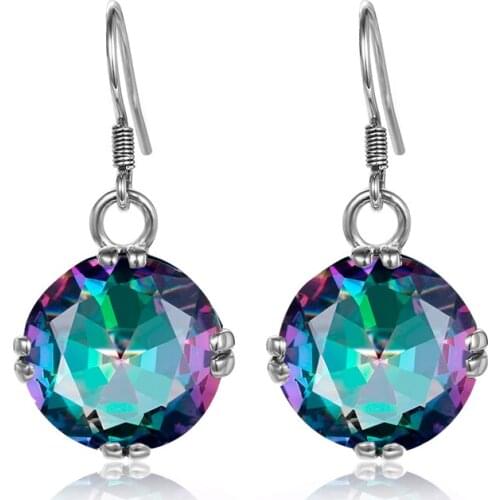 Redwood Mysitc Rainbow Topaz Luxury Earrings For Women Bohemia Long Drop Earrings Jewelry Brand Silver 925 Pendientes Wholesale