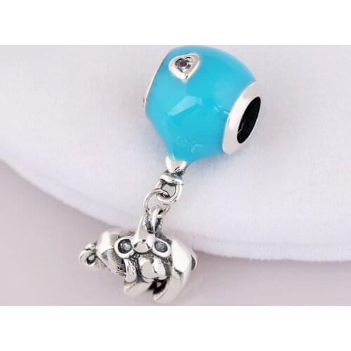 S925 Pendant DIY Jewelry Elephant Pink & Blue Balloon Dangle Charm fit Lady Bracelet Bangle