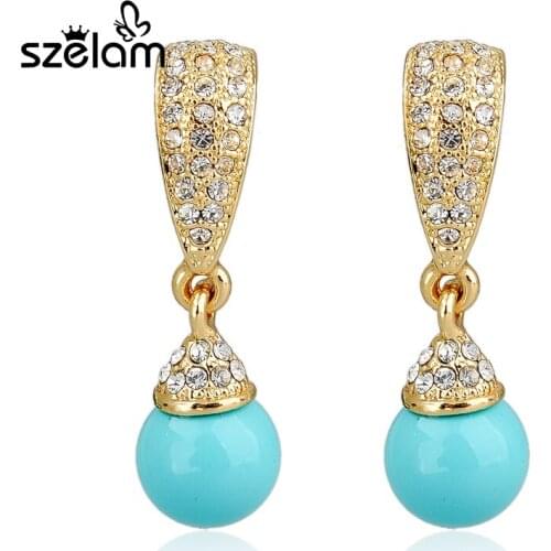 MELIHE Low Vintage Drop Earrings For Women Classic Luxury Austrian Crystal Wedding Earrings Simulated Pearl Earrings SER140233