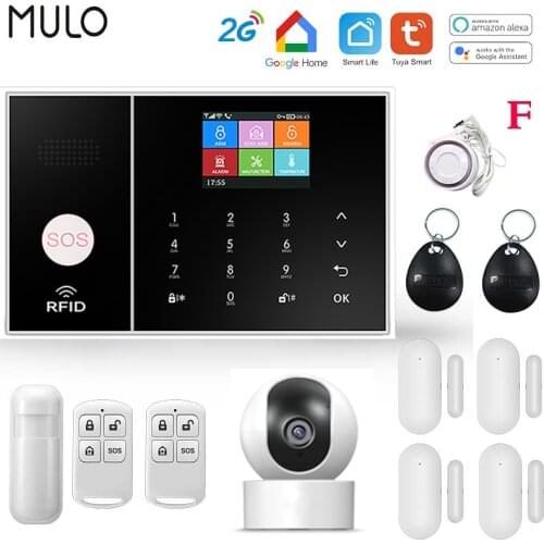 MULO Wifi GSM Simply Safe Alarm System for Home Business Wireless Tuya Smart Home SMS APP Control Burglar Alarm DIY Kit PG108