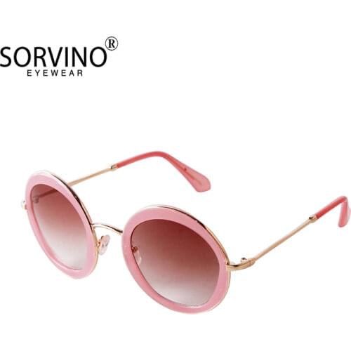 SORVINO New 2021 Big Frame Round Glasses Black Shade Sunglasses Luxury Women Fashion Outfit Cool Pink Alloy Sun Glasses A0026