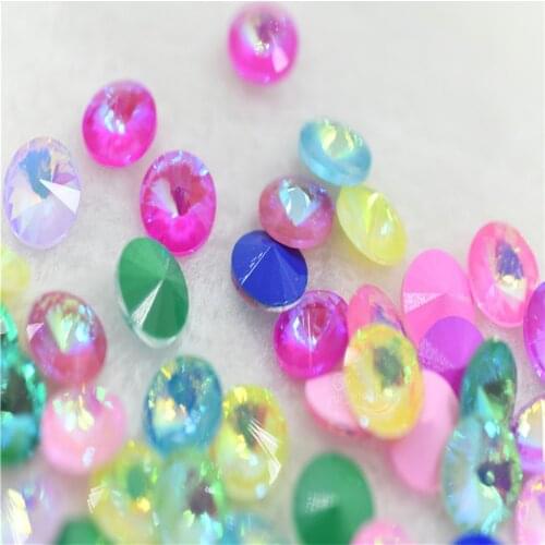 8mm Rivoli Jewels Making White Mocha Ab Glass Rhinestones Christmas shows Decoration