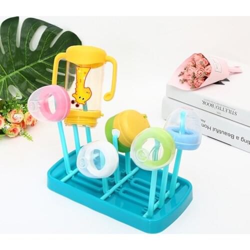 Bottle Dry Rack Baby Bottle Drain Drying Racks Blue Pink Baby Bottle Cleaning Dryer Drainer Storage Drying Rack