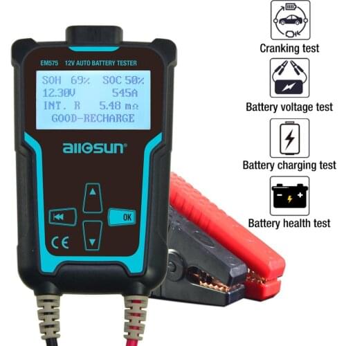 ALL-SUN EM575 12V and 24V Automotive Vehicle Car Battery Tester Multifunction Check Meter Digital Analyzer Diagnostic