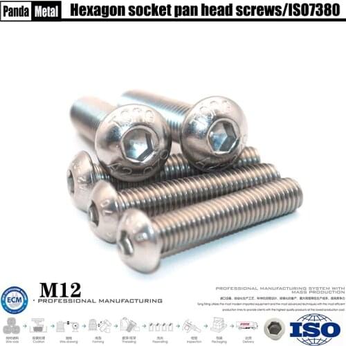 304/316 stainless steel round head hexagon screw ISO7380 mushroom head type, A2A4 button hexagon screw diameter M12 (THE)