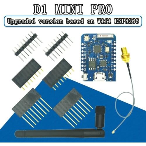 10pcs WEMOS D1 4MB 16MB Mini Pro Bytes External Antenna Connector NodeMCU Based ESP8266 CP2104 WIFI Development Board Micro USB