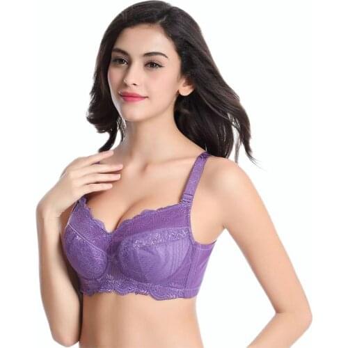 Womens Full Coverage Underwear Lace Bra Black Beige Large Size 34 36 38 40 42 44 46 48 B C D E F G H