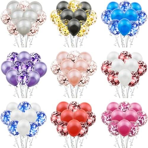 10pcs 12“rose gold sequins latex balloon set wedding party decoration balloons happy birthday party celebration helium balloons