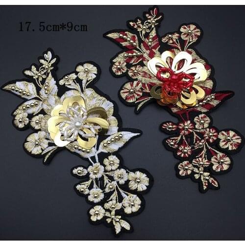 10pcs lace 3D flower crytal sequins beaded patches apliques de roupa applique sew on patches for clothes bordados para costura