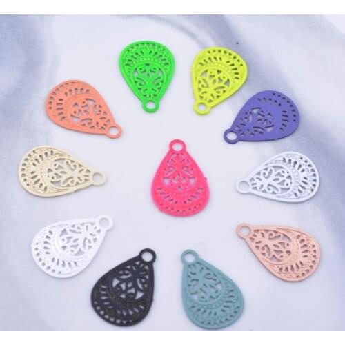 100pcs AC5414 Brass Painted Small Water Drop Charms Thin Pendant DIY Jewelry Earring Findings