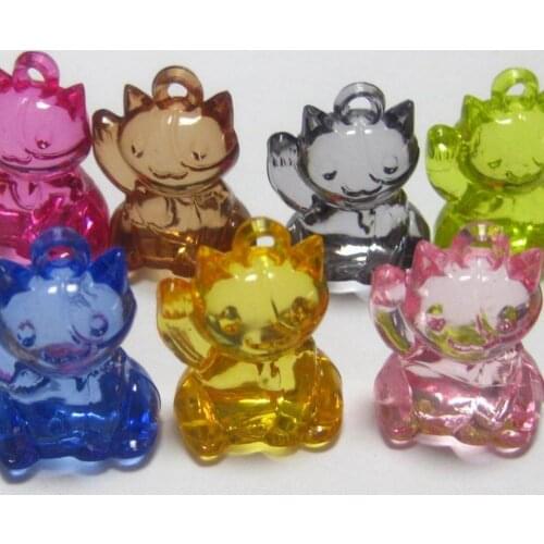 30 Mixed Color Transparent Acrylic Money CAT Charm Pendants 23X18mm
