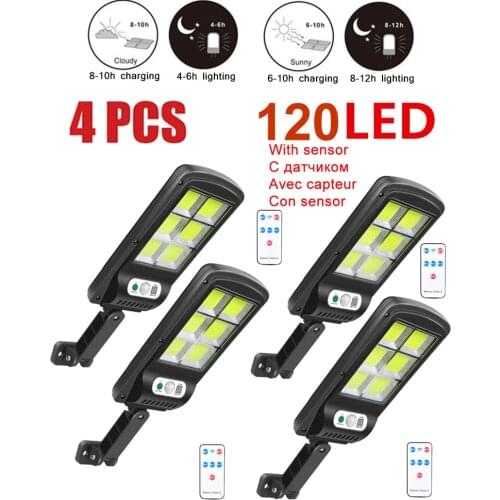 4pcs tabular oblong Solar Light Outdoor Super Bright Street Security Garden Wall Lamp Waterproof PIR Motion Sensor Smart Remote
