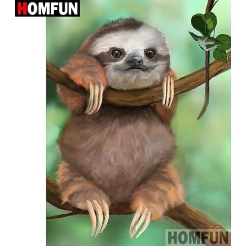 HOMFUN Full Square/Round Drill 5D DIY Diamond Painting "Animal sloth" Embroidery Cross Stitch 5D Home Decor Gift A07564