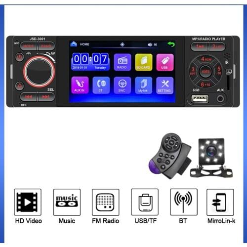 Car Radio 1Din 4inch Autoradio BT music stereo touch screen JSD-3001 Audio Mirror Link Rearview Camera MP5 Multimedia Player