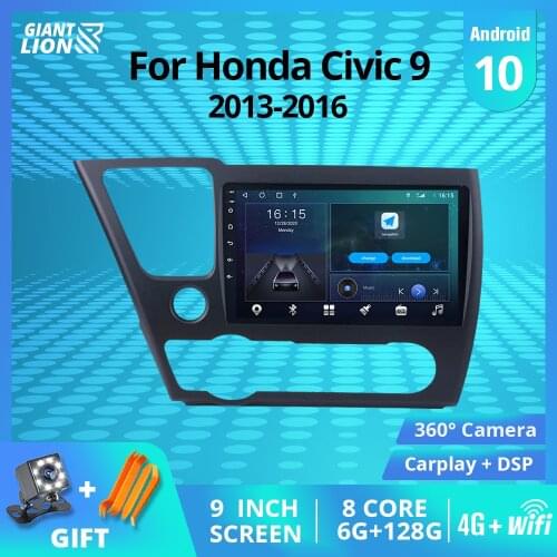 2DIN Android10 Car Radio For Honda Civic 9 2013-2016 GPS Navigation Stereo Receiver Auto Radio Car Receiver Bluetooth Player IGO