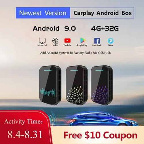 Carplay Wireless 4+32G Carplay AI Box For Android Version Media Box For Universal Cars Auto Mirror Link Plug Car Player