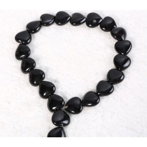8 10 12mm Natural Black Agate Fine Gemstone Heart Shape Onyx Beads Accessories for Necklace Bracelet Earring DIY Jewelry Making
