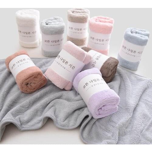35*75cm Quick-drying Soft Coral Velvet Thicken Solid Color Super Absorbent Bathroom Accessories Face Towel