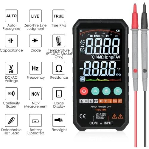 Mastfuyi 3.3inch LCD Digital Multimeter 6000 Counts True RMS Meter High Accuracy C/DC Voltage Resistance Temperature Measurement