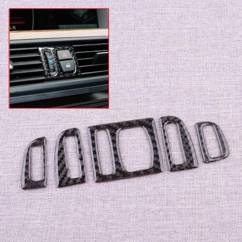 CITALL 5Pcs Air Conditioning Outlet Vent Trim Cover Fit for BMW 5 Series F10 2011 2012 2013 2014 2015 2016 2017 Carbon Fiber LHD