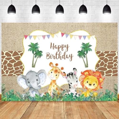 Baby Shower Photo Backdrop Kids Animal Jungle Oh Baby Elephant Deer Happy Birthday Party Photography Background Decor Banner
