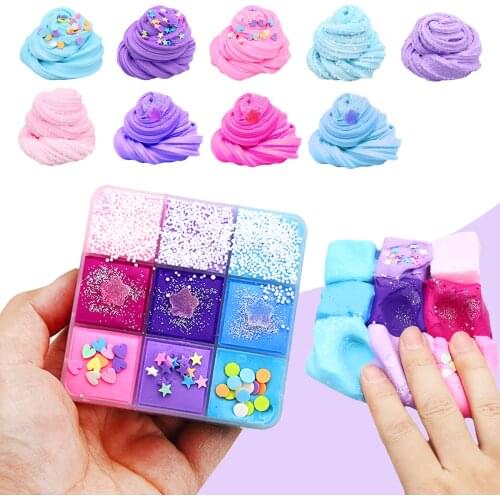 9 Color Slime Supplies Candy Kit Children Slime Toys Stress Anxiety Fidget Toy For Sensory Anxiety Cloud Slime DIY Kids toys