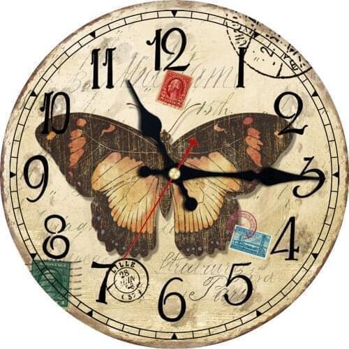 Home Retro Style Vintage Inspired Blue Swallowtail Butterfly Floral Garden Kitchen Wall Clock Garden Lover Gift