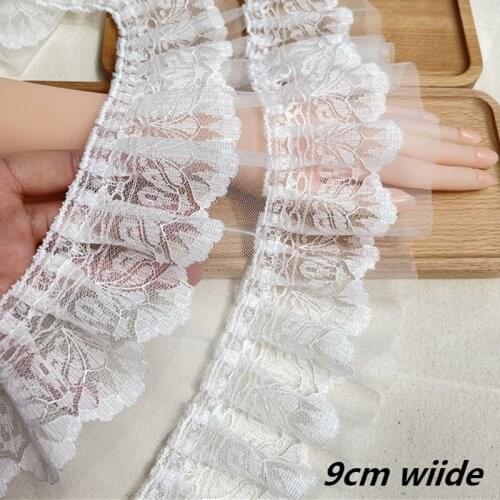 Double-layer Embroidered Pleated Tulle Lace Fabric DIY Wedding Dress Accessories Clothing Leader Sofa Pillow Border Decoration