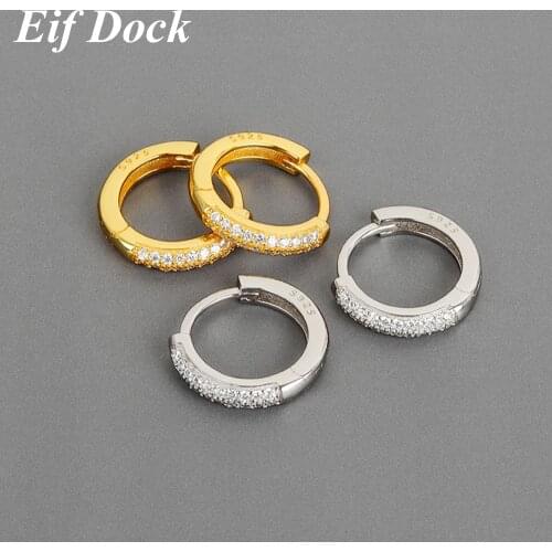 Eif Dock Luxury Women Small Hoop Earrings Dazzling Micro Paved CZ Stones Female Accessories High Quality Fashion Jewelry