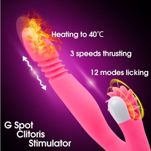 Erotic Heating Thrusting Dildo Vibrator Rechargeable Sexual Licking Tongue Clitoris G Spot Stimulator Adult Sex Toys for Woman