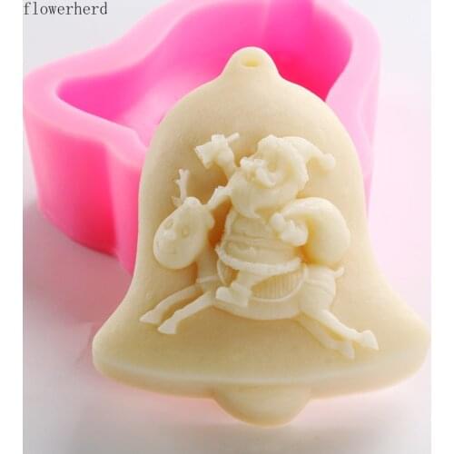 Handmade Soap Mold Santa Bell Silicone Mold Fondant Cake Mold Chocolate Mold Soap Making Supplies Christmas Molds