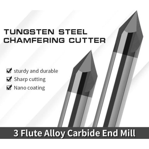 Augusttools CNC Carbide Chamfering Milling Cutter Coated 3Flute Deburring End Mill Engraving Carving Router Bit Tools 60 90 120R