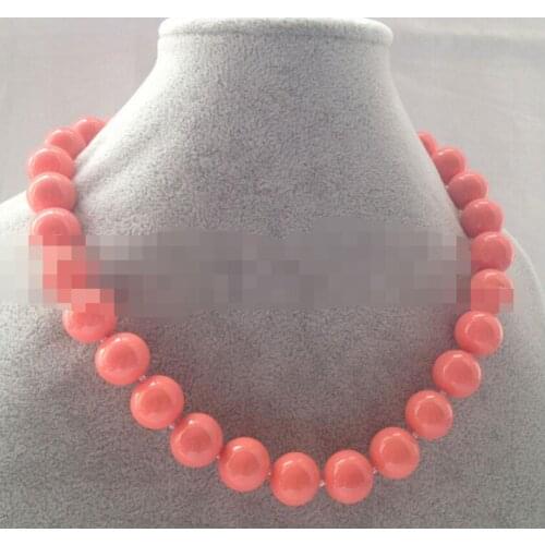 Hot selling> pink coral color south sea 12mm shell pearl necklace -Bride jewelry