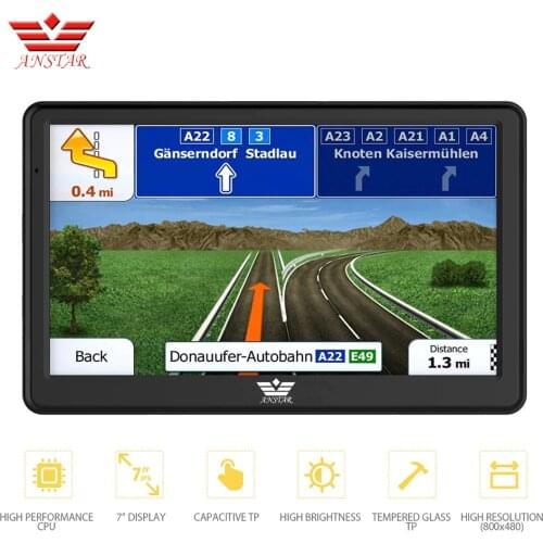 ANSTAR Touch Screen 7 Inch GPS Navigator FM Bluetooth AVIN Car Navigator Free Installation Asia frica Europe Map Satellite Gps