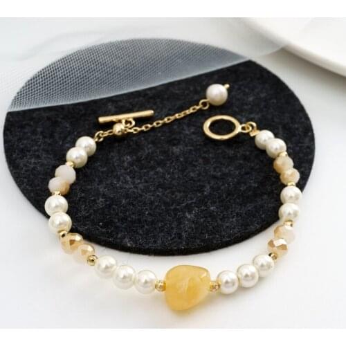 Jaeeyin 2021 Trendy String Natural Stone Pearl Bohemia Jewelry Fashion Toggle-clasps Vintage Bracelet Gift For Women Girls Teen