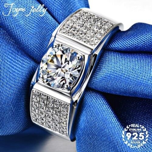 JoyceJelly Trendy 925 Sterling Silver Ring for Man1ct2ct Natural Moissanites Diamond Fine Fashion Wedding Jewelry Gift Wholesale