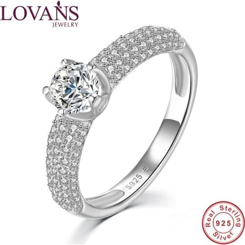 LOVANS Sparkling Wedding Rings For Women Top Quality 925 Sterling Silver Fine Jewelry