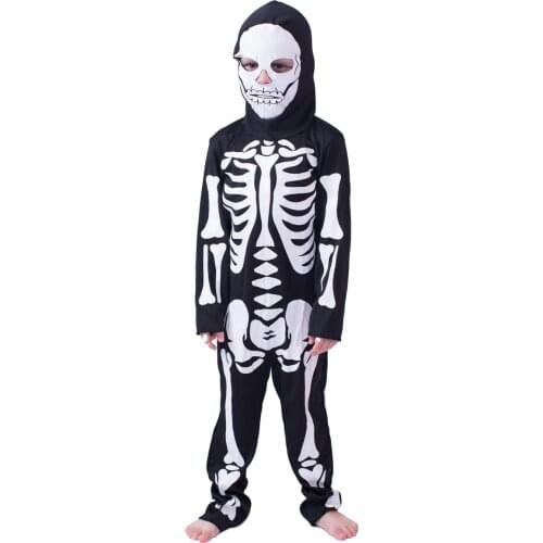 Halloween Skeleton Costume Kids Skull Bones Jumpsuit Child Fancy Dress Scary Ghost Outfit Cosplay Carnival Party Set with Mask