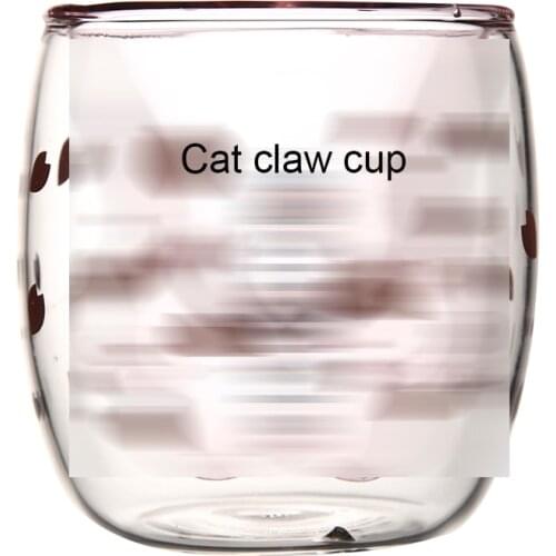 Cute creative cats paw cup milk coffee cup double glass cup cup cartoon cat home office juice cat claw cup